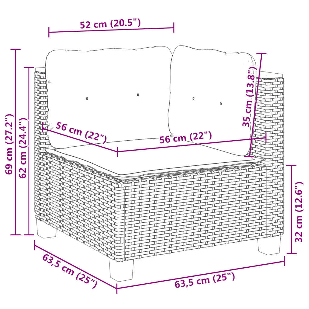 sofasæt til haven 8 dele med hynder polyrattan beige