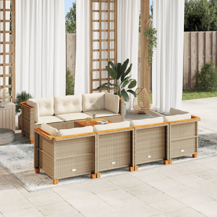 sofasæt til haven 8 dele med hynder polyrattan beige
