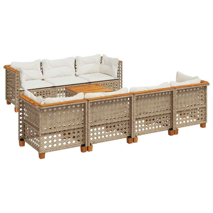 sofasæt til haven 8 dele med hynder polyrattan beige
