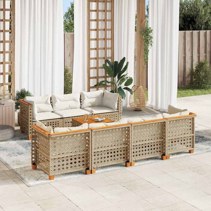 sofasæt til haven 8 dele med hynder polyrattan beige