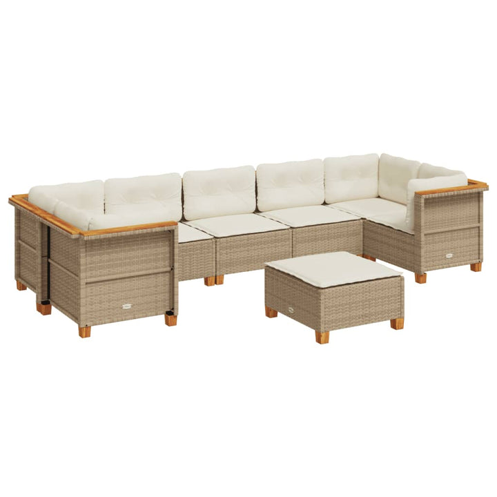 sofasæt til haven 8 dele med hynder polyrattan beige