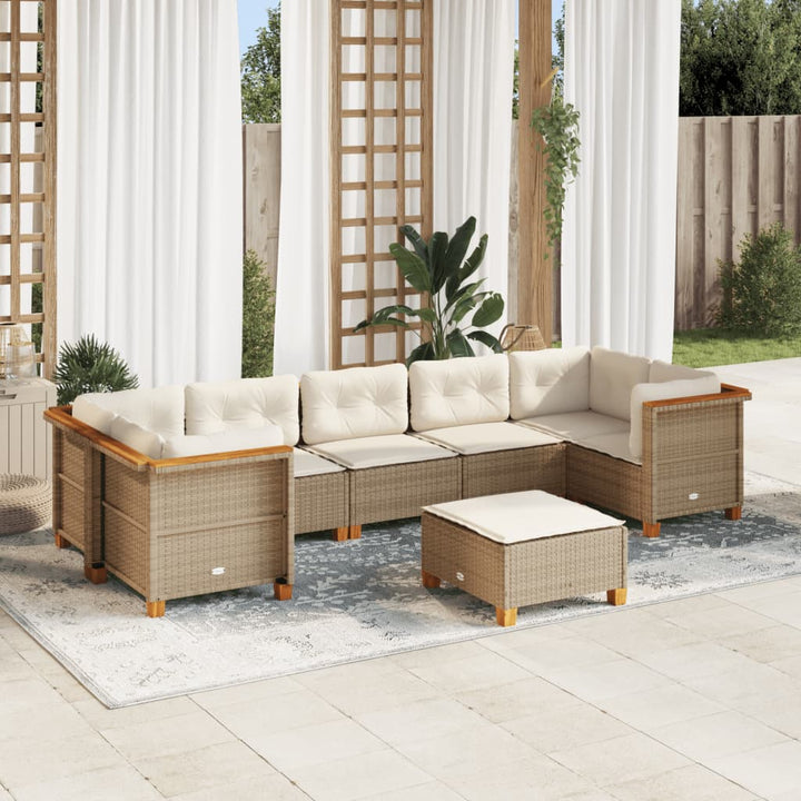sofasæt til haven 8 dele med hynder polyrattan beige