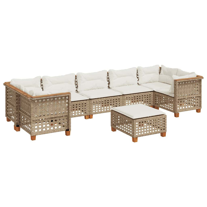 sofasæt til haven 8 dele med hynder polyrattan beige