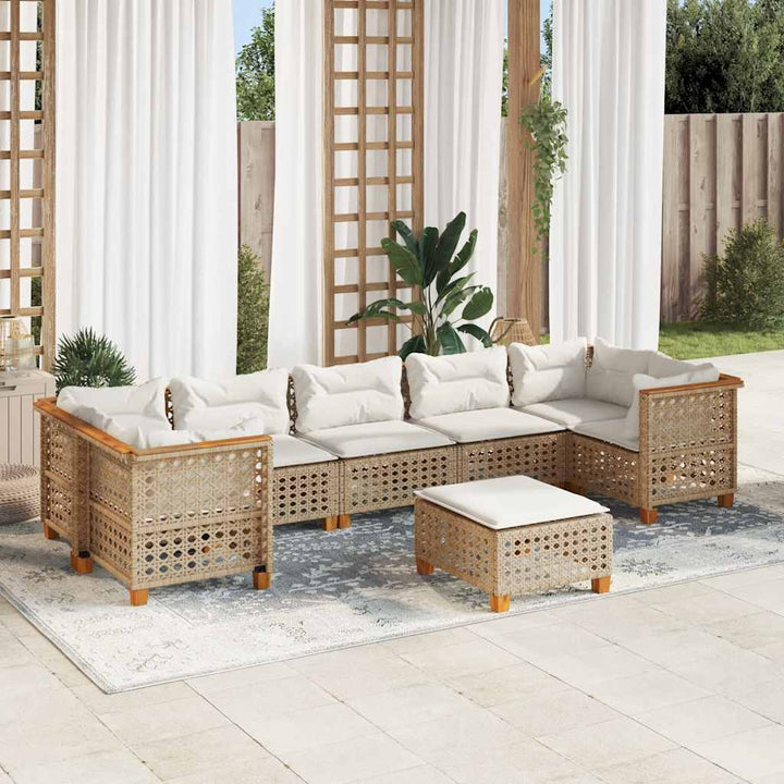 sofasæt til haven 8 dele med hynder polyrattan beige
