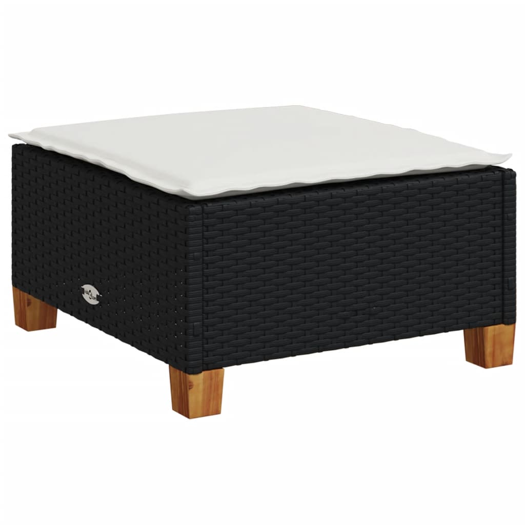 sofasæt til haven 6 dele med hynder polyrattan sort