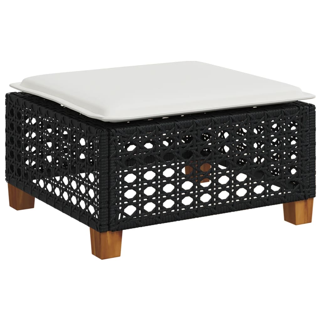 sofasæt til haven 6 dele med hynder polyrattan sort