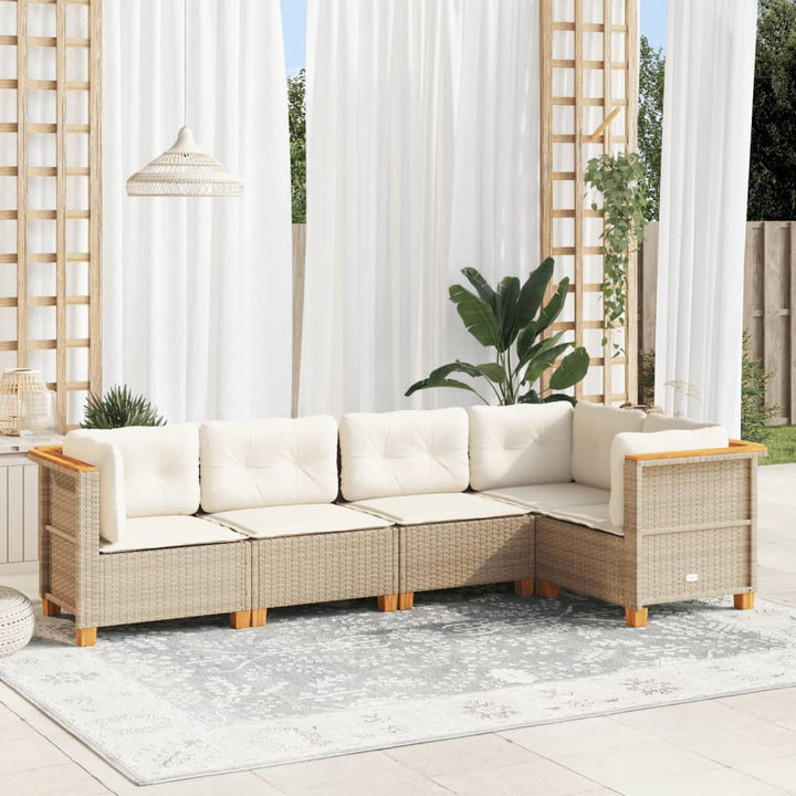 sofasæt til haven 5 dele med hynder polyrattan beige