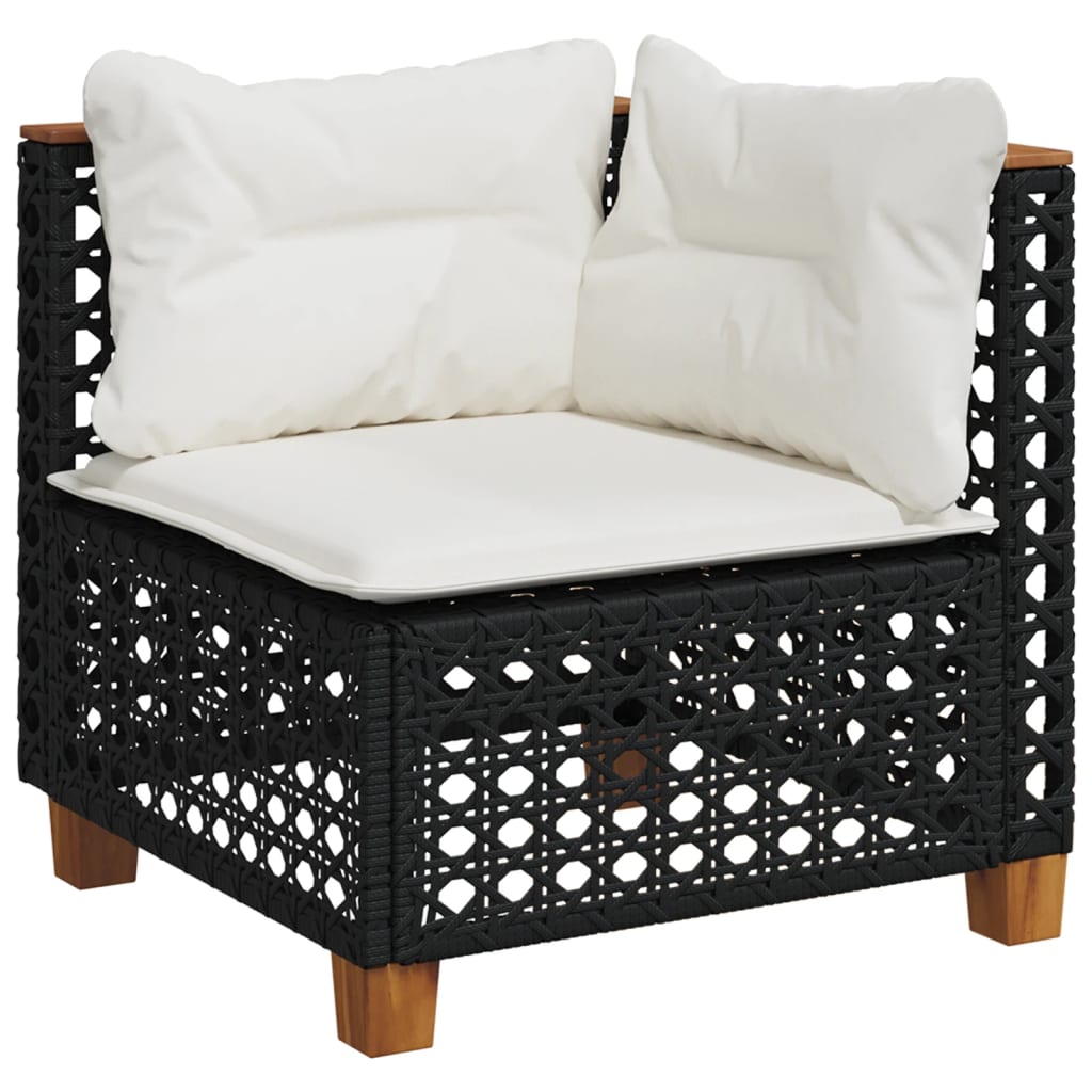 sofasæt til haven 6 dele med hynder polyrattan sort