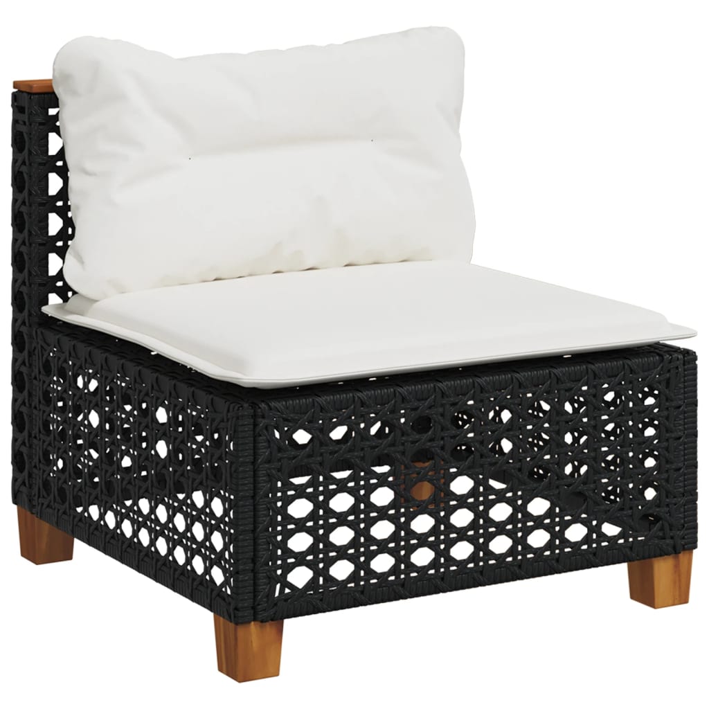 sofasæt til haven 6 dele med hynder polyrattan sort