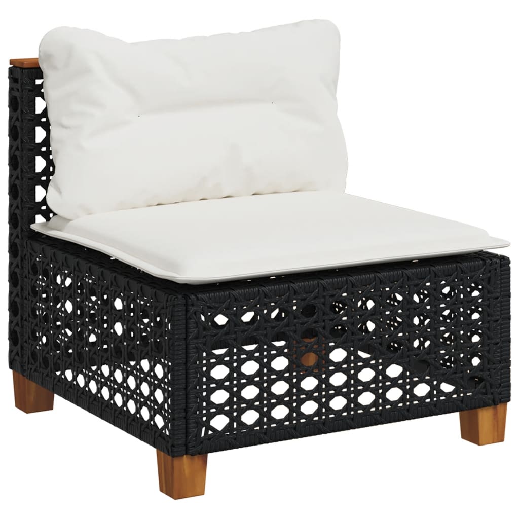 sofasæt til haven 6 dele med hynder polyrattan sort