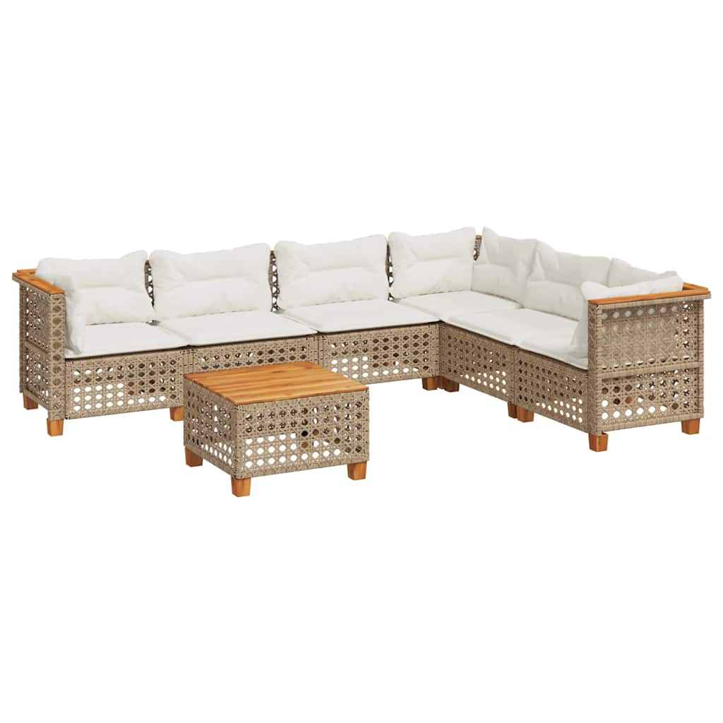 sofasæt til haven 7 dele med hynder polyrattan beige