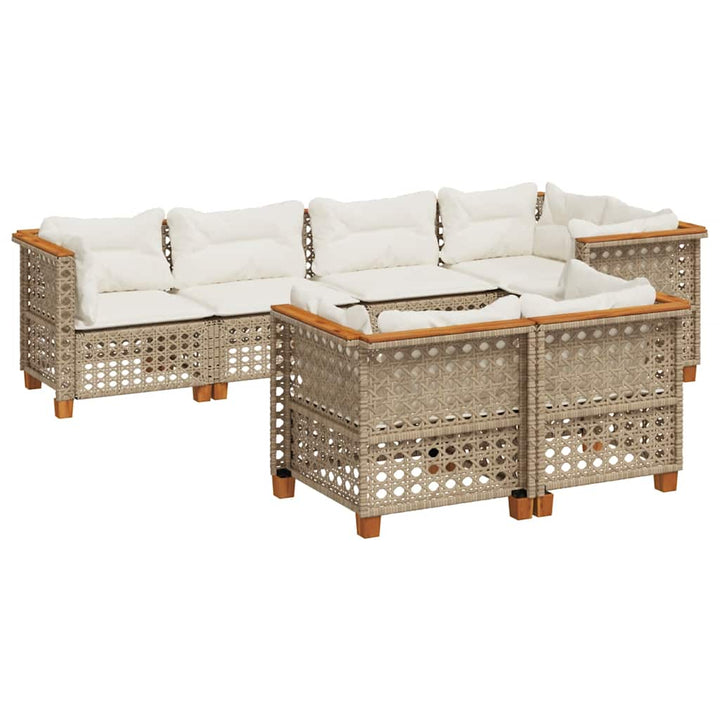 sofasæt til haven 7 dele med hynder polyrattan beige