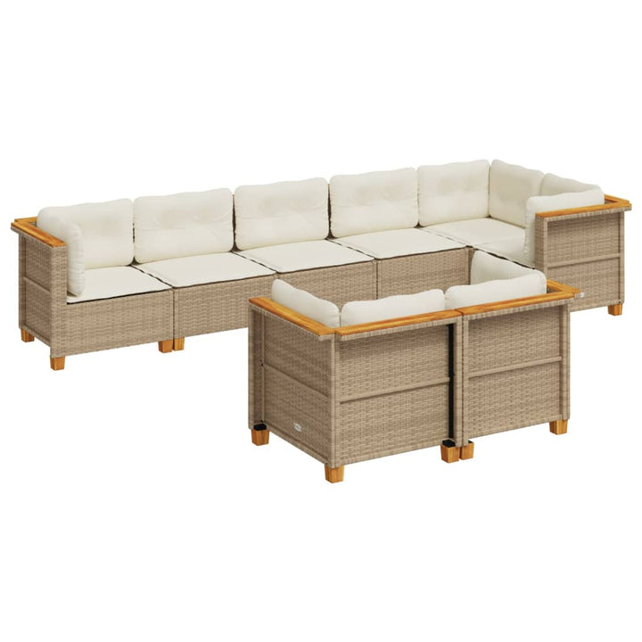 sofasæt til haven 8 dele med hynder polyrattan beige