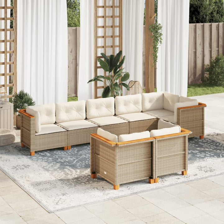 sofasæt til haven 8 dele med hynder polyrattan beige