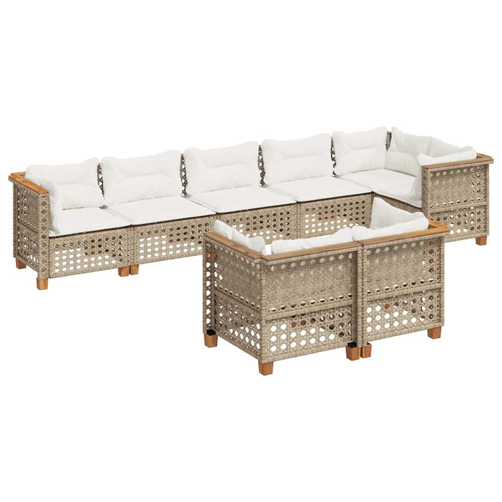sofasæt til haven 8 dele med hynder polyrattan beige