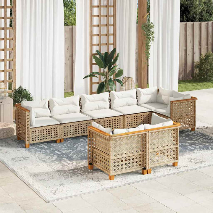 sofasæt til haven 8 dele med hynder polyrattan beige
