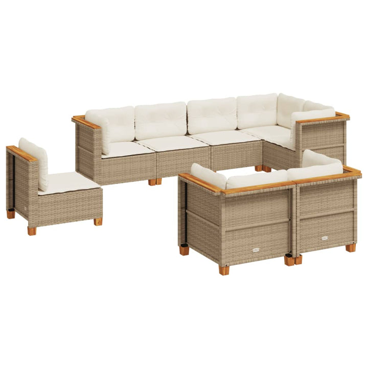 sofasæt til haven 8 dele med hynder polyrattan beige