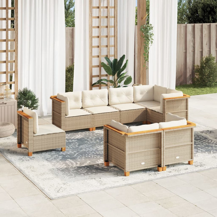 sofasæt til haven 8 dele med hynder polyrattan beige