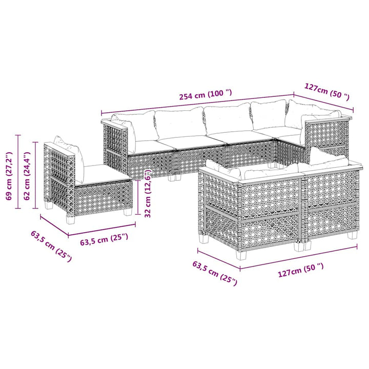 sofasæt til haven 8 dele med hynder polyrattan beige