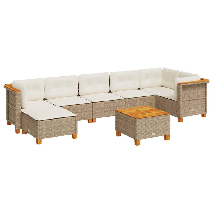 sofasæt til haven 8 dele med hynder polyrattan beige