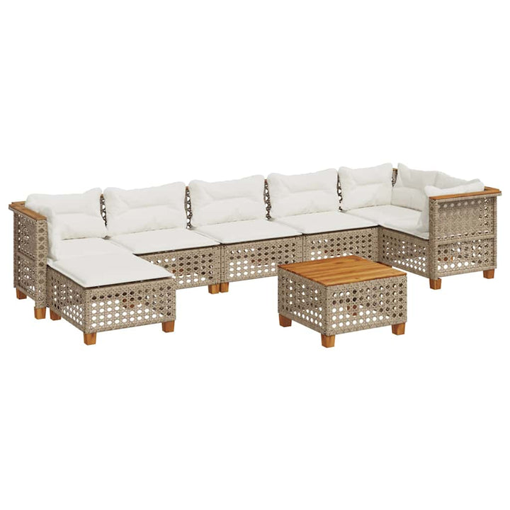 sofasæt til haven 8 dele med hynder polyrattan beige
