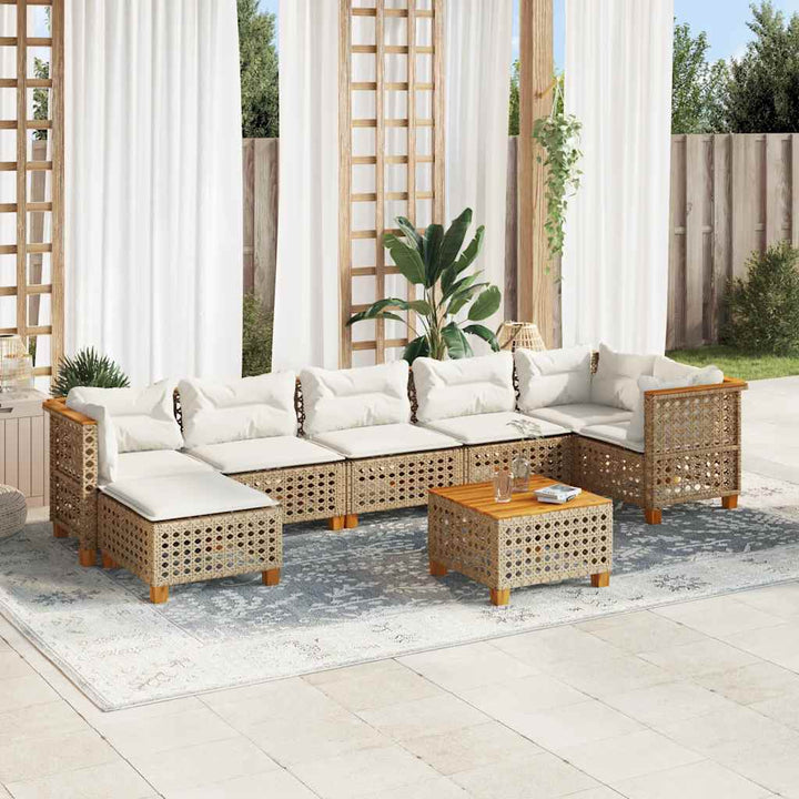 sofasæt til haven 8 dele med hynder polyrattan beige