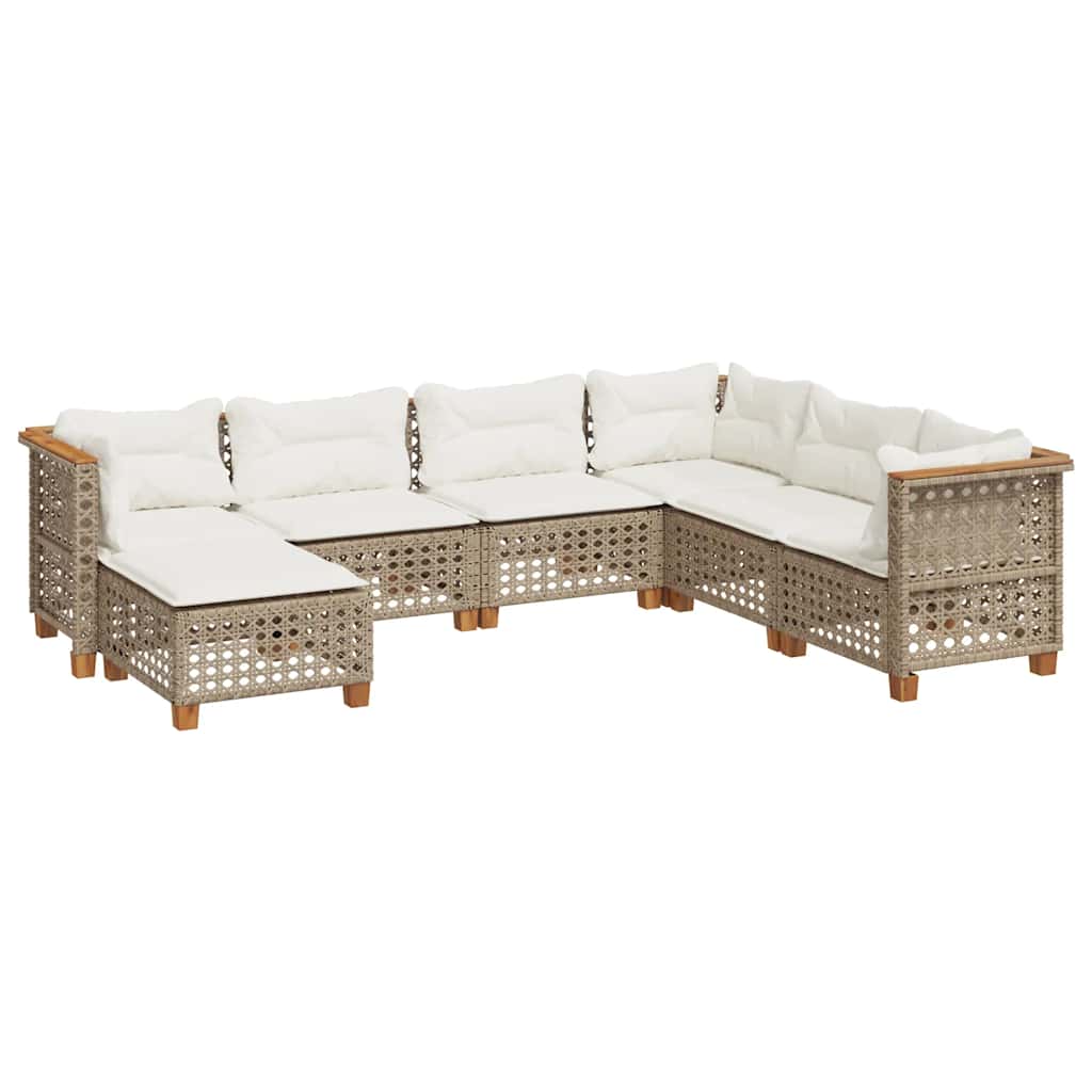 sofasæt til haven 7 dele med hynder polyrattan beige