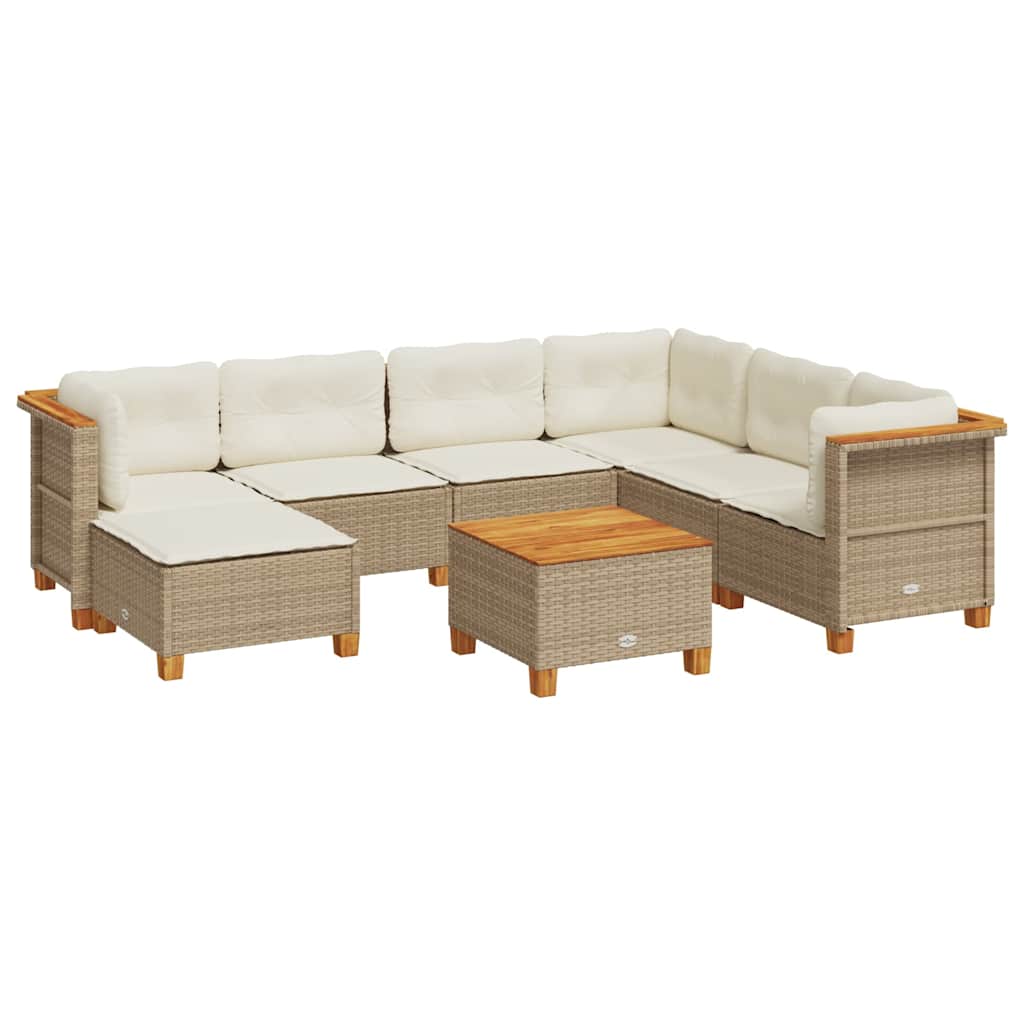 sofasæt til haven 8 dele med hynder polyrattan beige