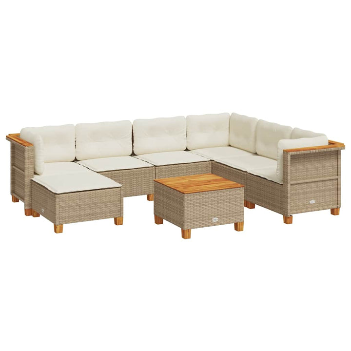 sofasæt til haven 8 dele med hynder polyrattan beige