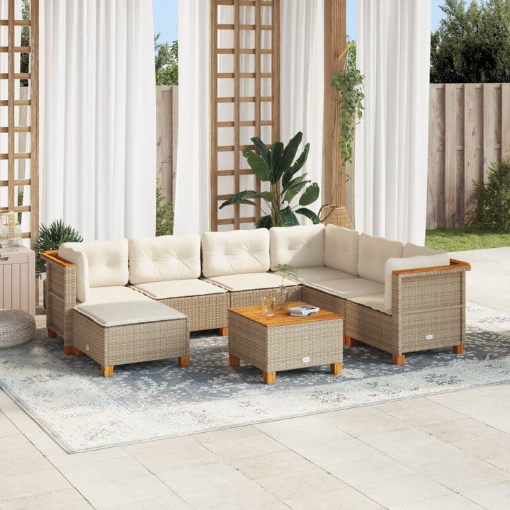sofasæt til haven 8 dele med hynder polyrattan beige