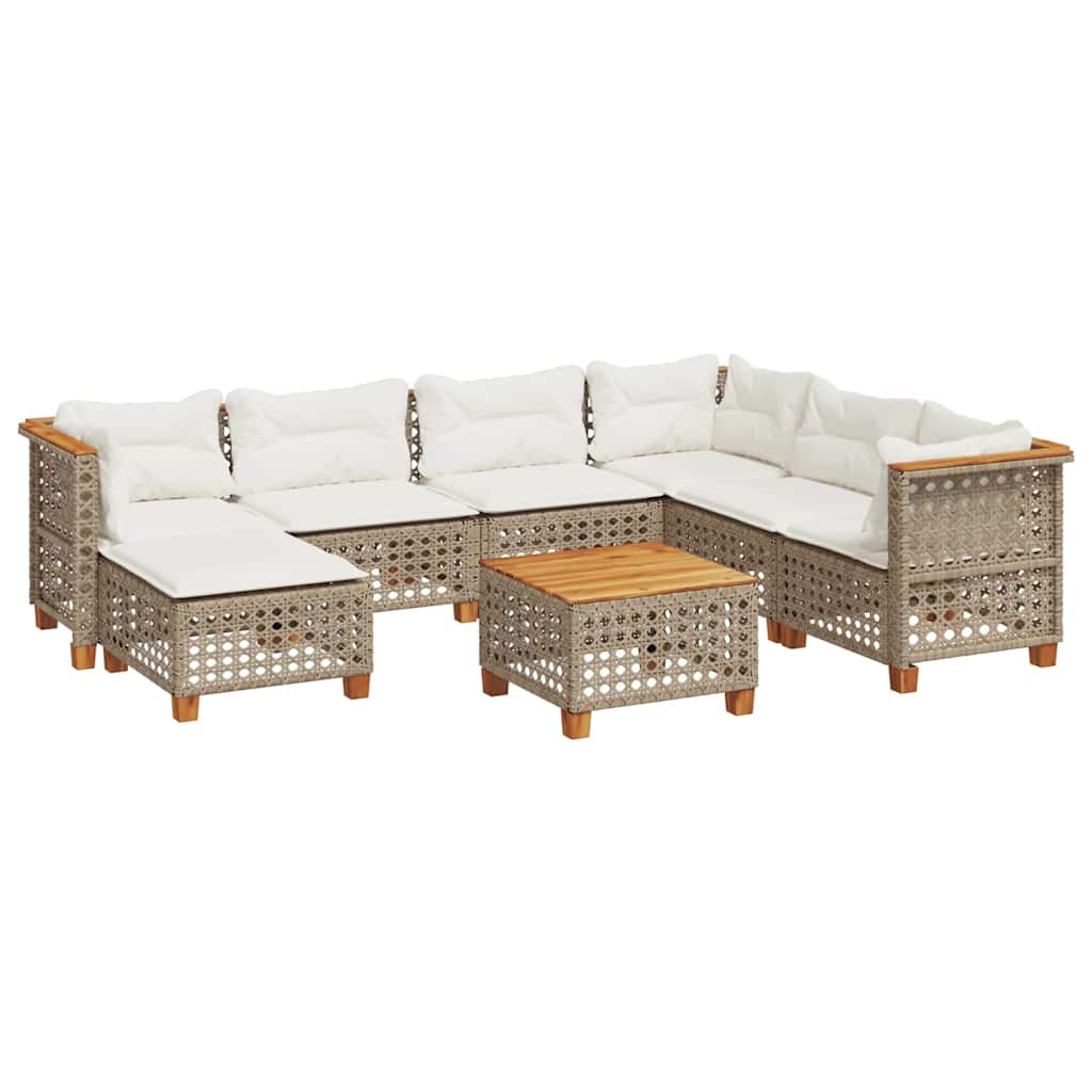 sofasæt til haven 8 dele med hynder polyrattan beige