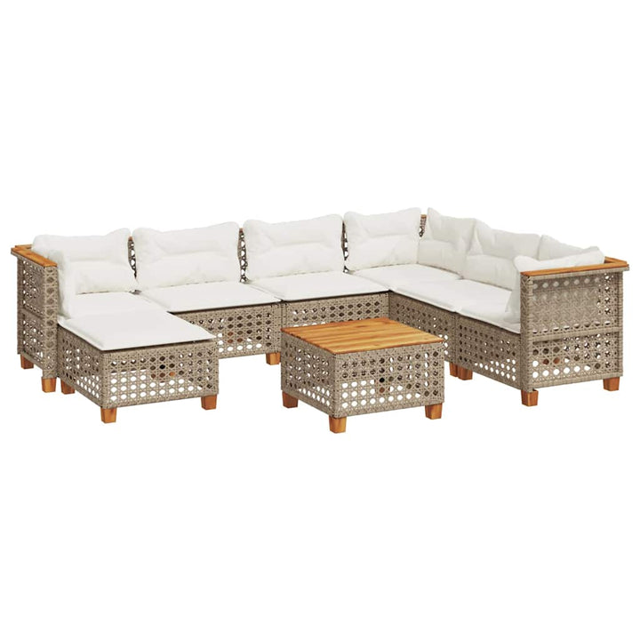 sofasæt til haven 8 dele med hynder polyrattan beige