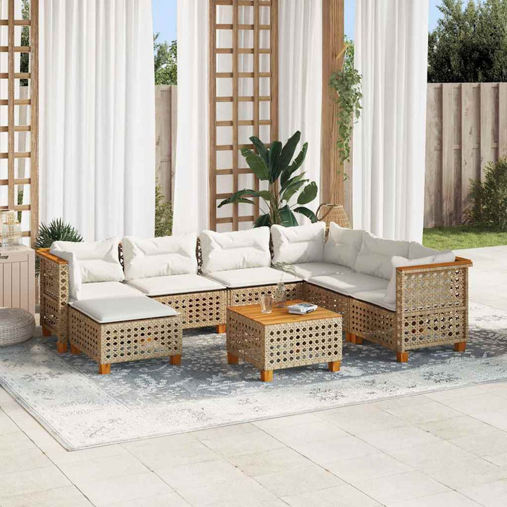 sofasæt til haven 8 dele med hynder polyrattan beige
