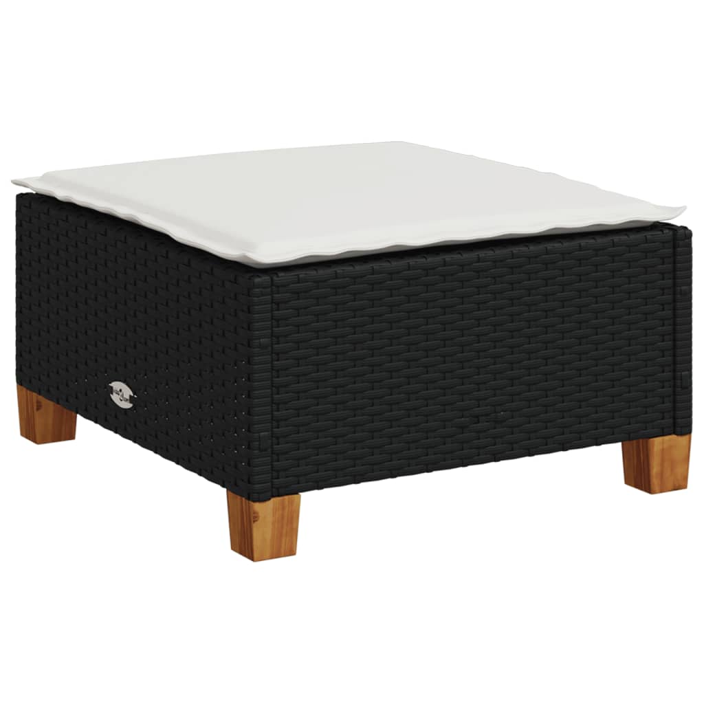sofasæt til haven 6 dele med hynder polyrattan sort