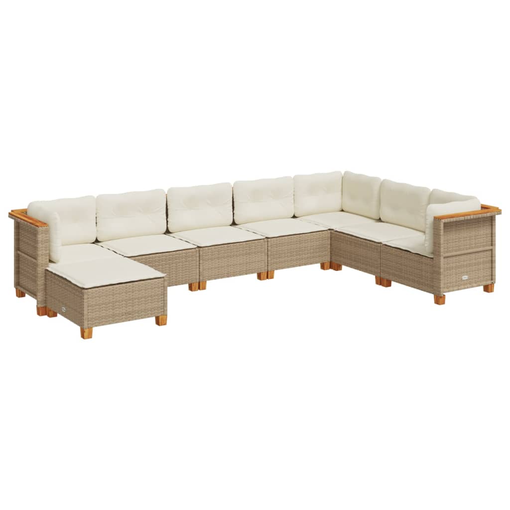 sofasæt til haven 8 dele med hynder polyrattan beige