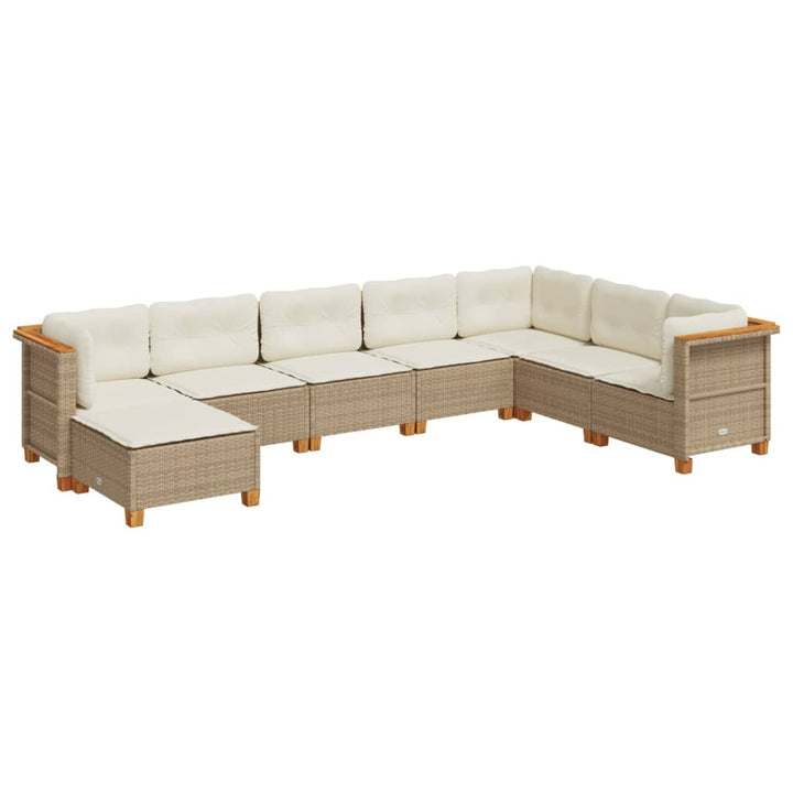 sofasæt til haven 8 dele med hynder polyrattan beige