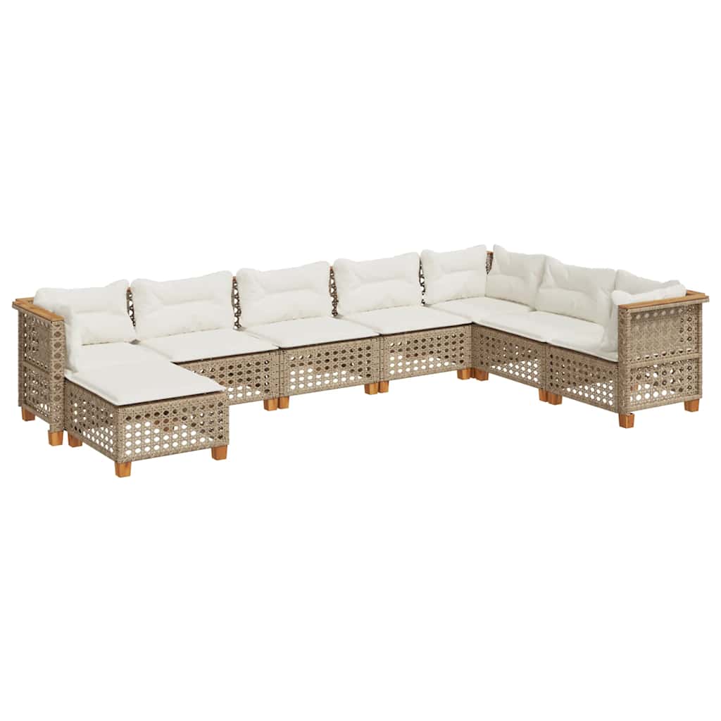 sofasæt til haven 8 dele med hynder polyrattan beige