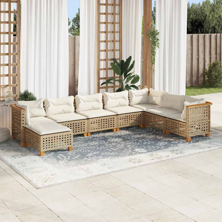 sofasæt til haven 8 dele med hynder polyrattan beige