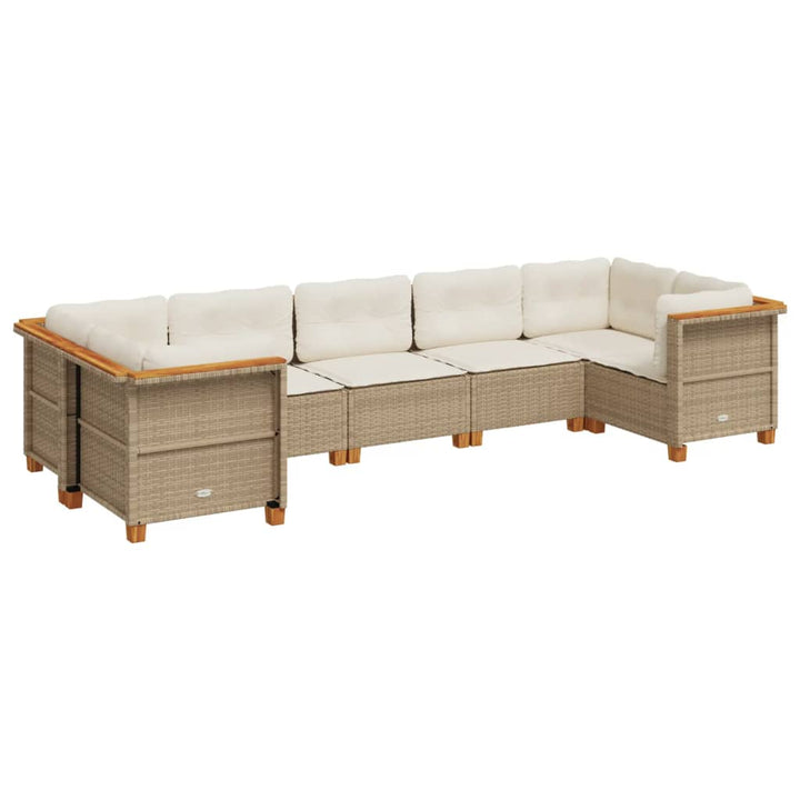 sofasæt til haven 7 dele med hynder polyrattan beige