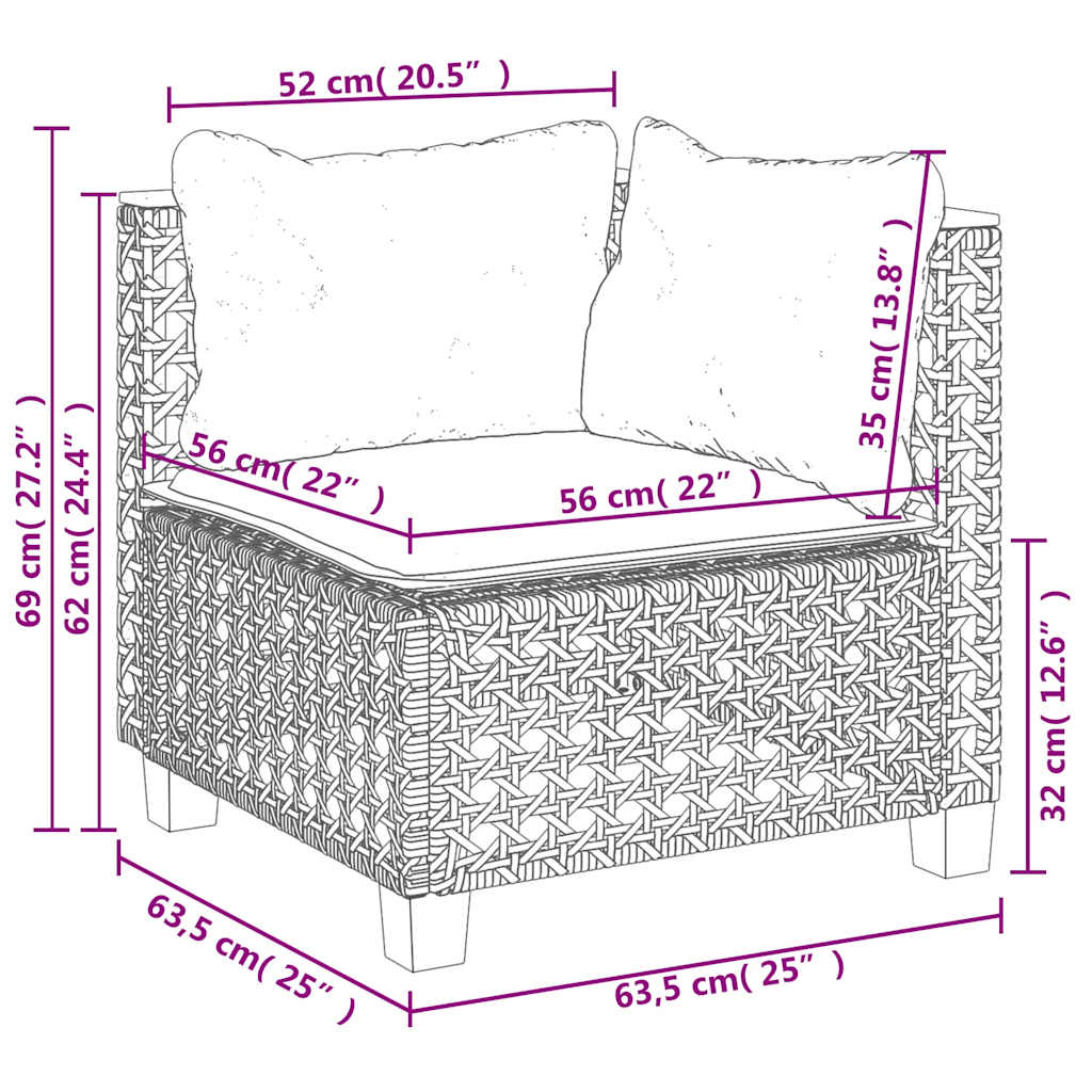 sofasæt til haven 7 dele med hynder polyrattan beige
