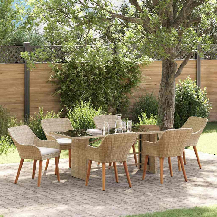 Have Spisebordssæt med pude 7 pcs Beige polyrattan
