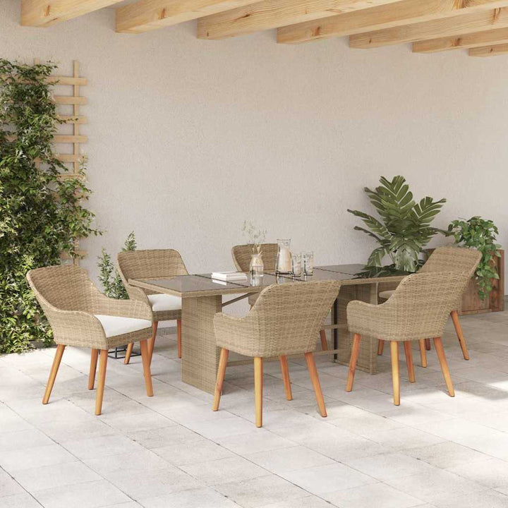 Have Spisebordssæt med pude 7 pcs Beige polyrattan