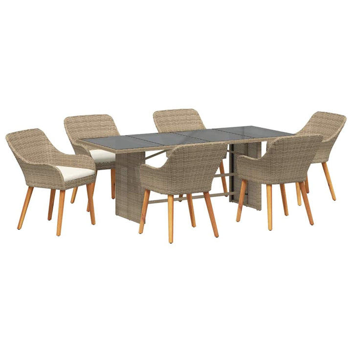 Have Spisebordssæt med pude 7 pcs Beige polyrattan