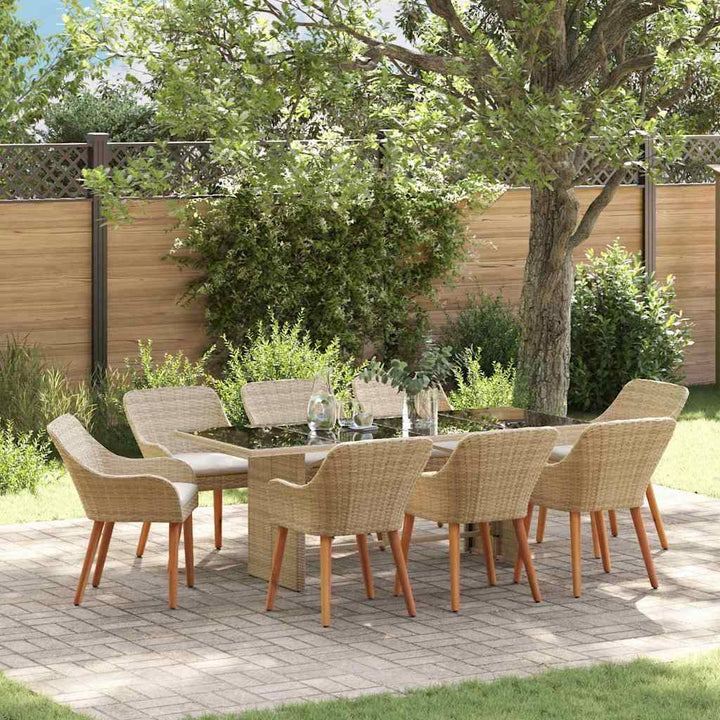 Have Spisebordssæt med pude 9 pcs Beige polyrattan