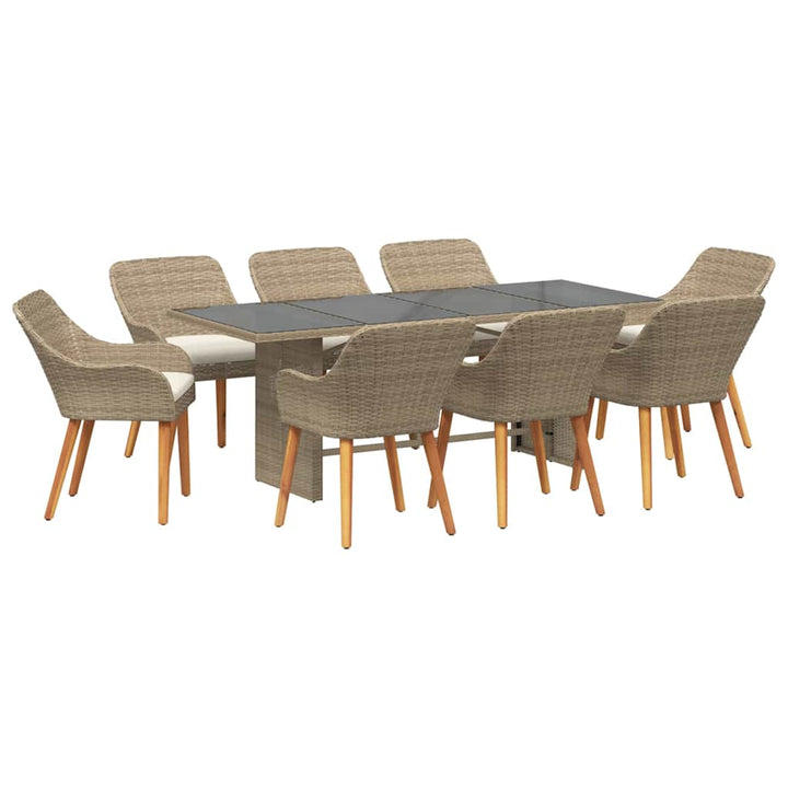 Have Spisebordssæt med pude 9 pcs Beige polyrattan
