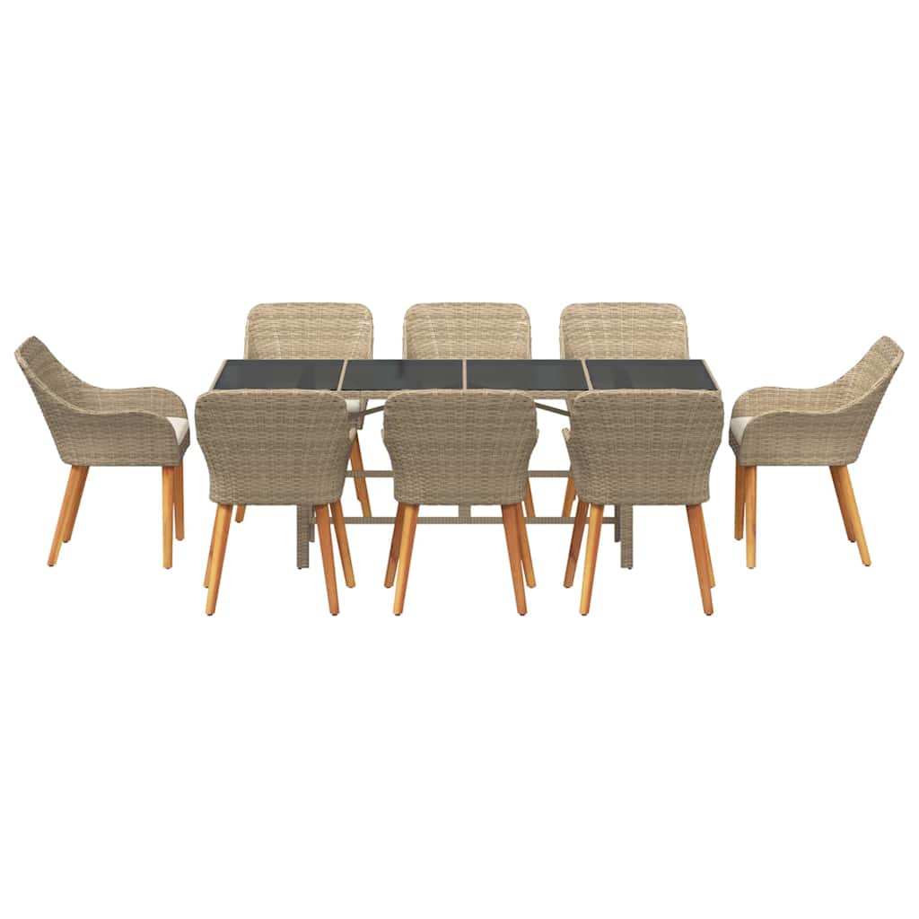Have Spisebordssæt med pude 9 pcs Beige polyrattan