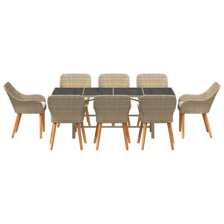 Have Spisebordssæt med pude 9 pcs Beige polyrattan