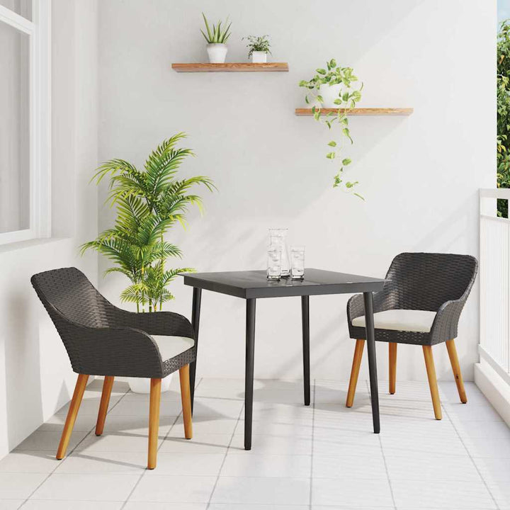 Have Spisebordssæt med pude 3 pcs Sort polyrattan