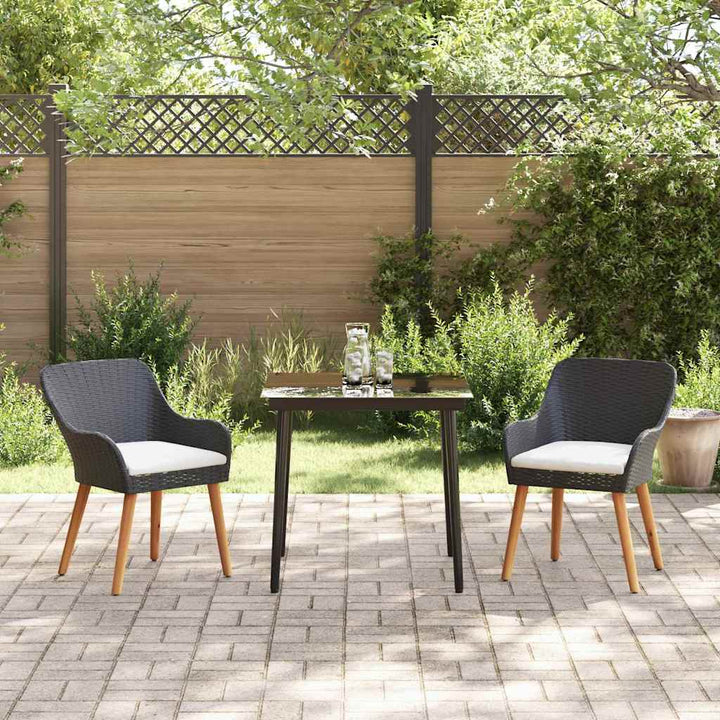 Have Spisebordssæt med pude 3 pcs Sort polyrattan