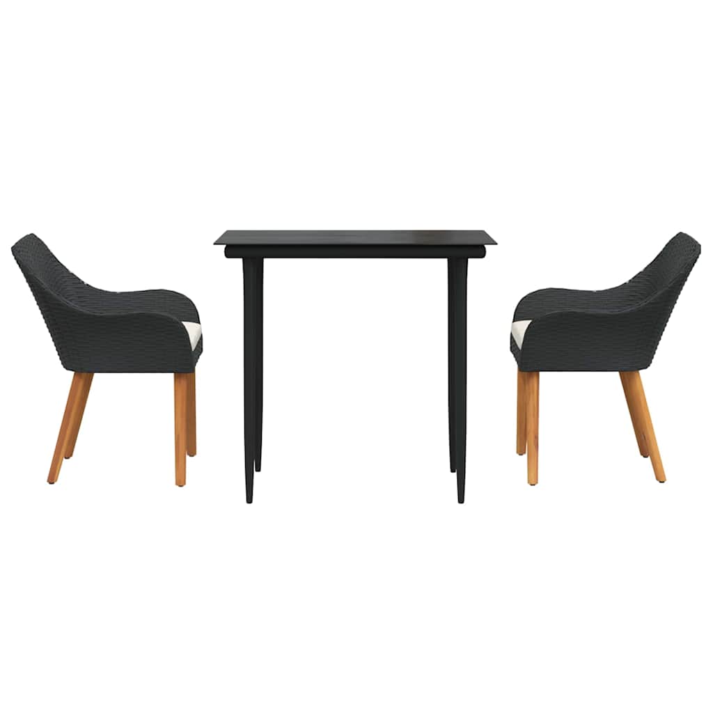 Have Spisebordssæt med pude 3 pcs Sort polyrattan